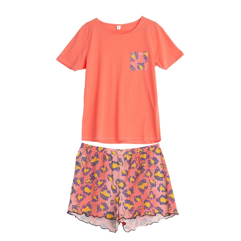 Bright Leopard Shortie PJs Small 8-10