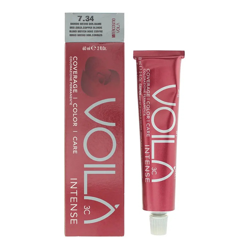 Intercosmo Voil 3C Intense 7.34 Medium Golden Copper Blonde Hair Colour 60ml