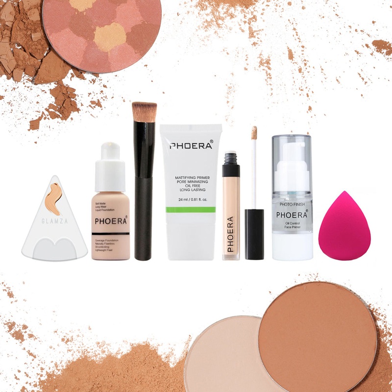 Phoera 7pc Makeup Kit PHOERA 101 – Phoera Foundation 101 Porcelain – Phoera Concealer 101 Light