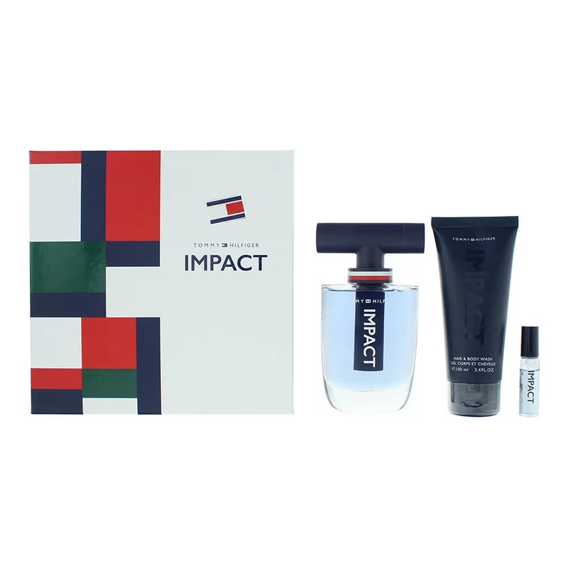 Tommy Hilfiger Impact 3 Piece Gift Set: Eau de Toilette 100ml – Eau de Toilette 4ml – Body Wash 100ml