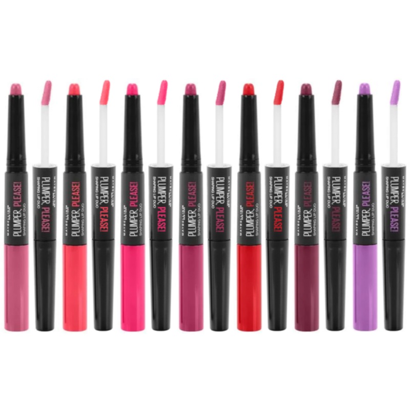 Maybelline Plumper Please Duo Lip Gloss + Liner Assorted Pack Of 12