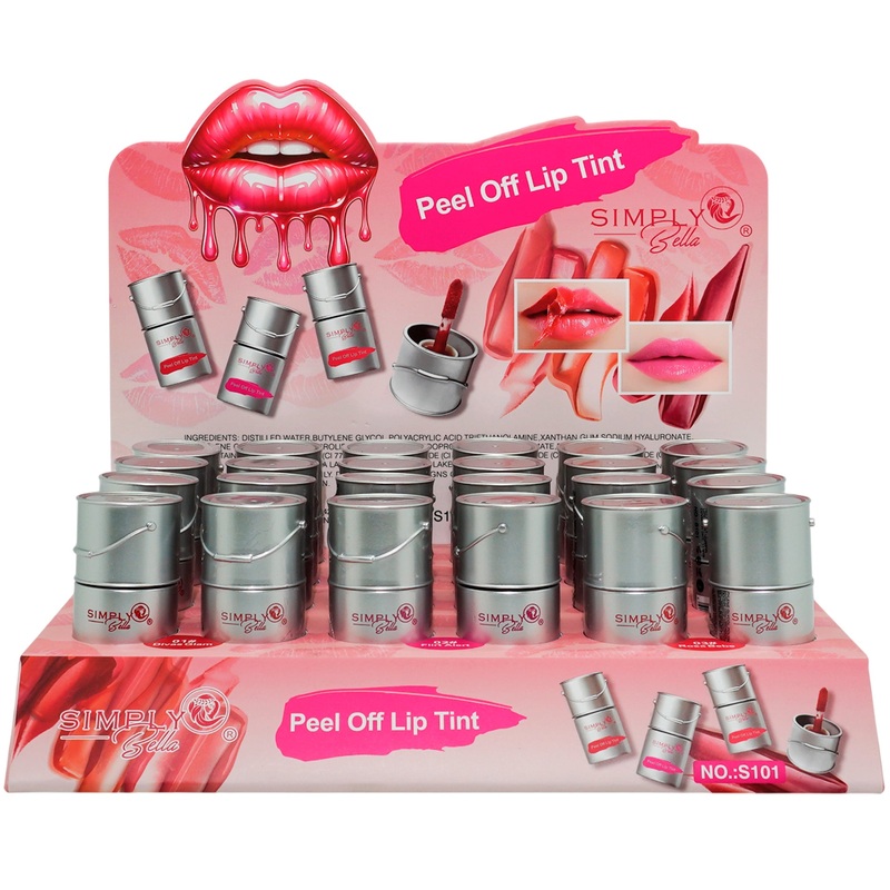 Simply Bella Peel Off Lip Tint – Wholesale Display 24 Units (S101)