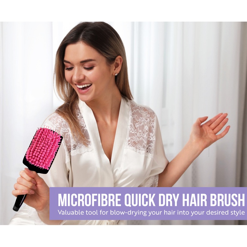 Miss Pouty Large Microfibre Quick Dry Hair Brush  Fast Drying & Scalp Care in One Black