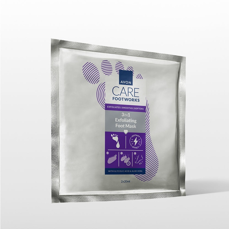 Avon Care Footworks 3-In-1 Exfoliating Foot Mask – 2 x 20 ml