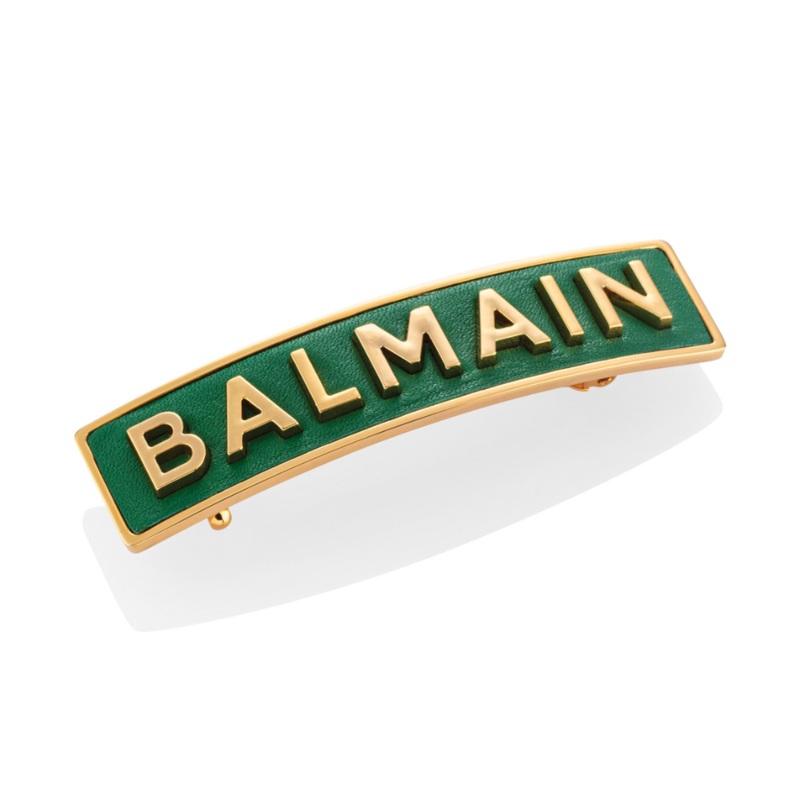 Balmain Limited Edition Green & Golden Logo Barrette