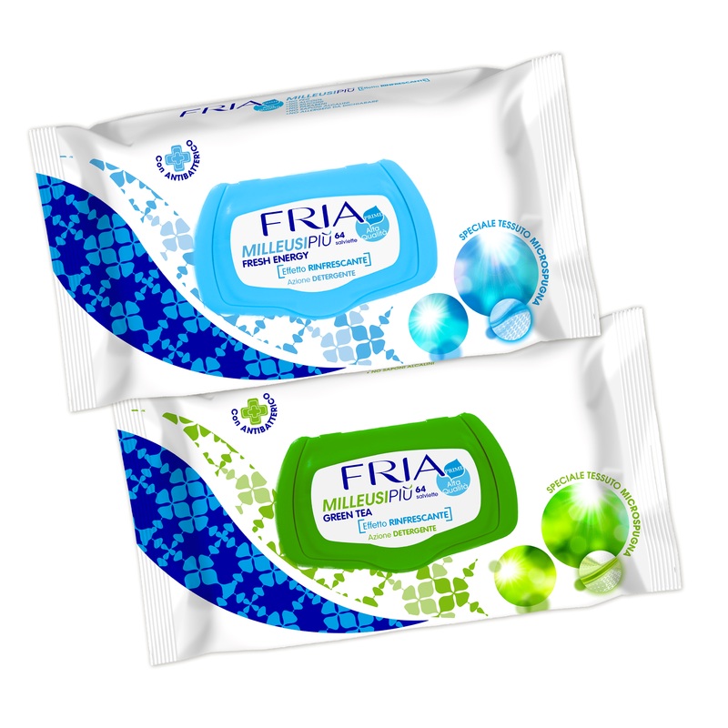 Fria MilleusiPiu Fresh Energy X 64 Wipes and Green Tea Wipes x 64 Wipes