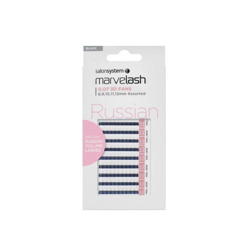 Salon System Marvelash 0 0.07 3D Fans Russian Lashes 8-12mm Black