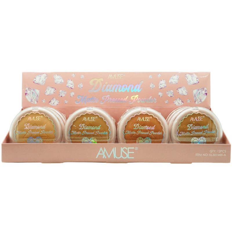 Amuse Diamond Matte Pressed Powder – Wholesale Display 12 Units (KL301MIX-A)