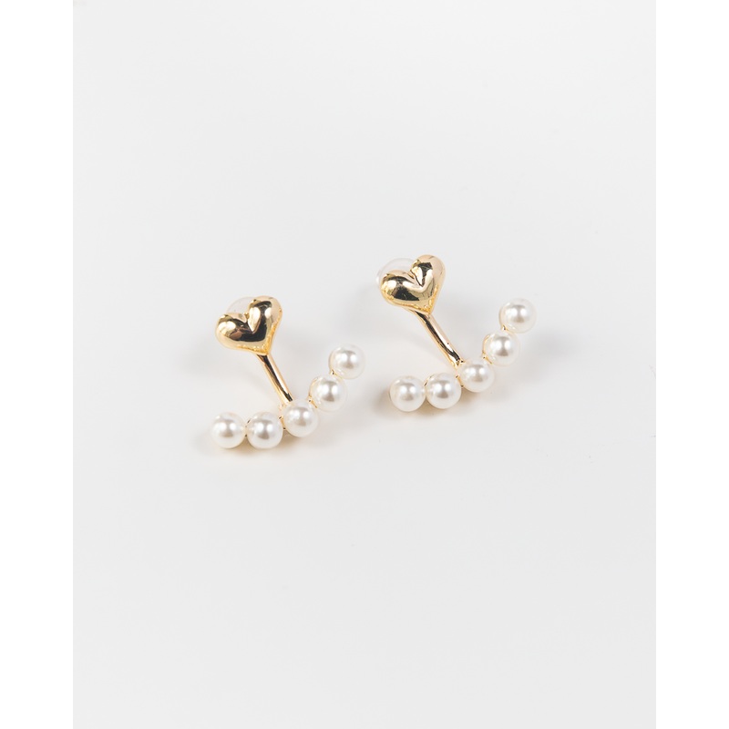 NYU NYU Heart Studs with Pearl Cuffs
