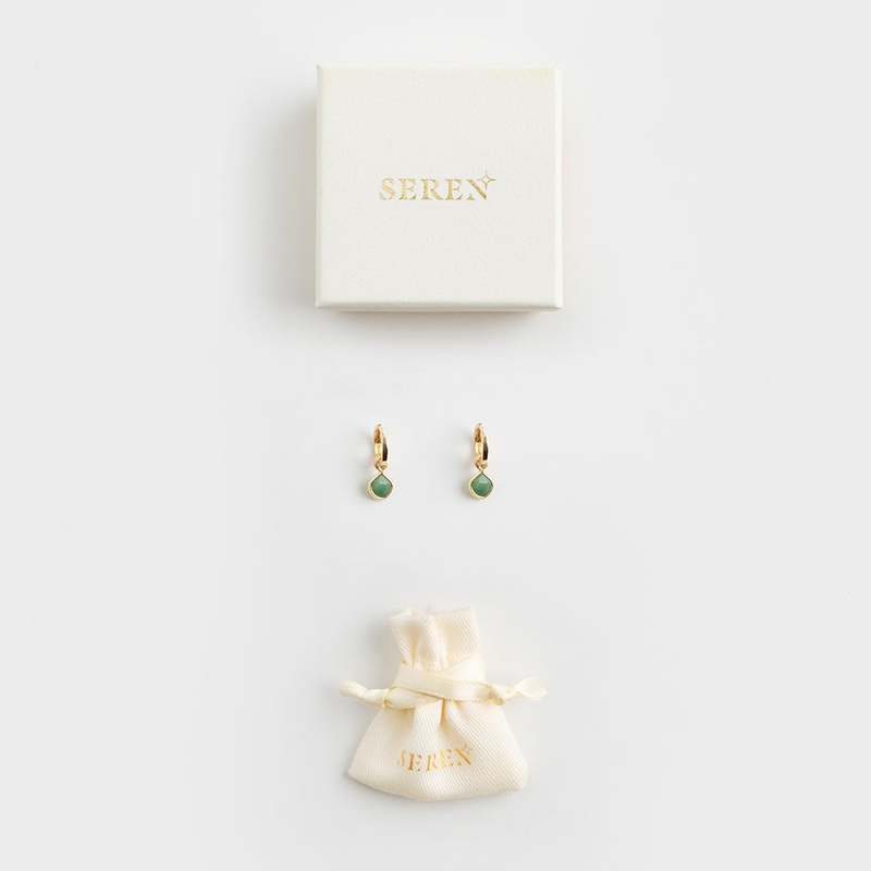 Seren Hoop Earrings Green Aventurine