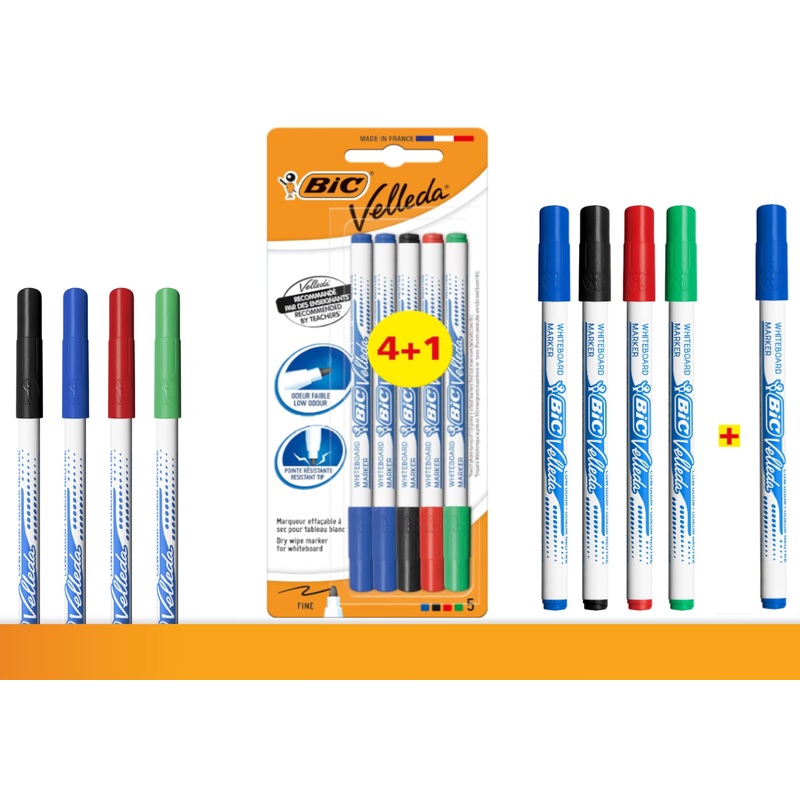 BIC Velleda 1721 Whiteboard Pens 5 Pack – Assorted Colours – Stationery