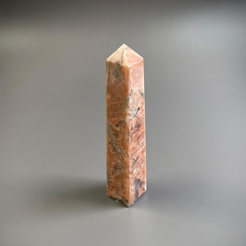 Peach Moonstone with Smoky Quartz Tower