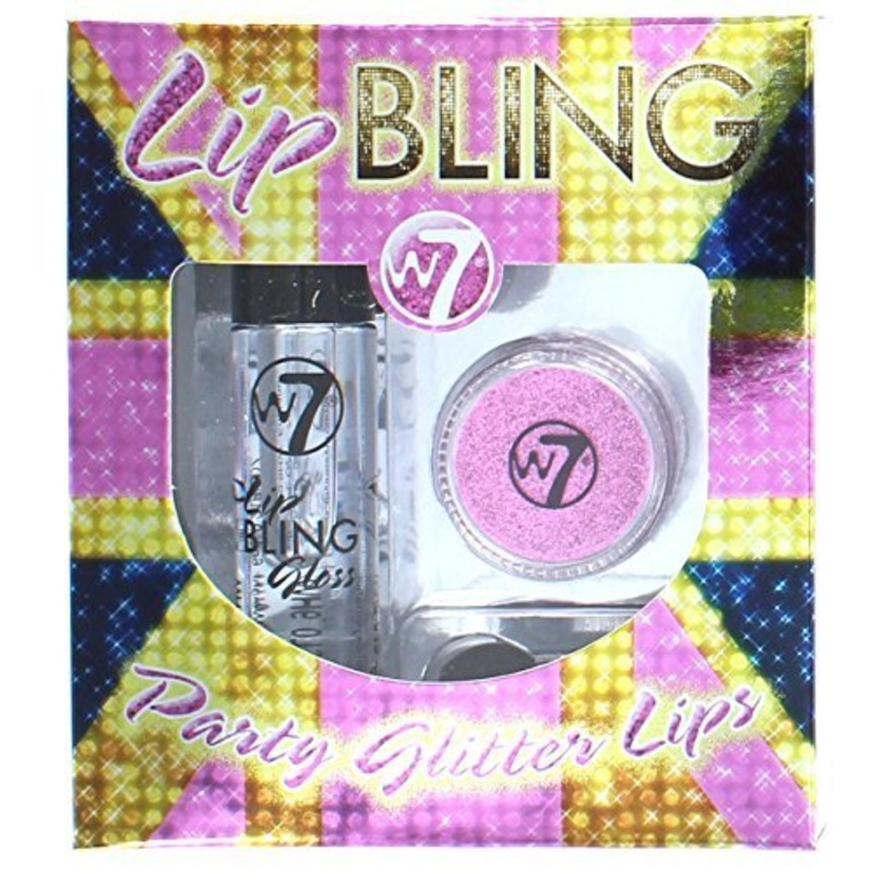 W7 Lip Bling With Roll On Lip Gloss, Glitter Pot & Applicator-Pink Kiss
