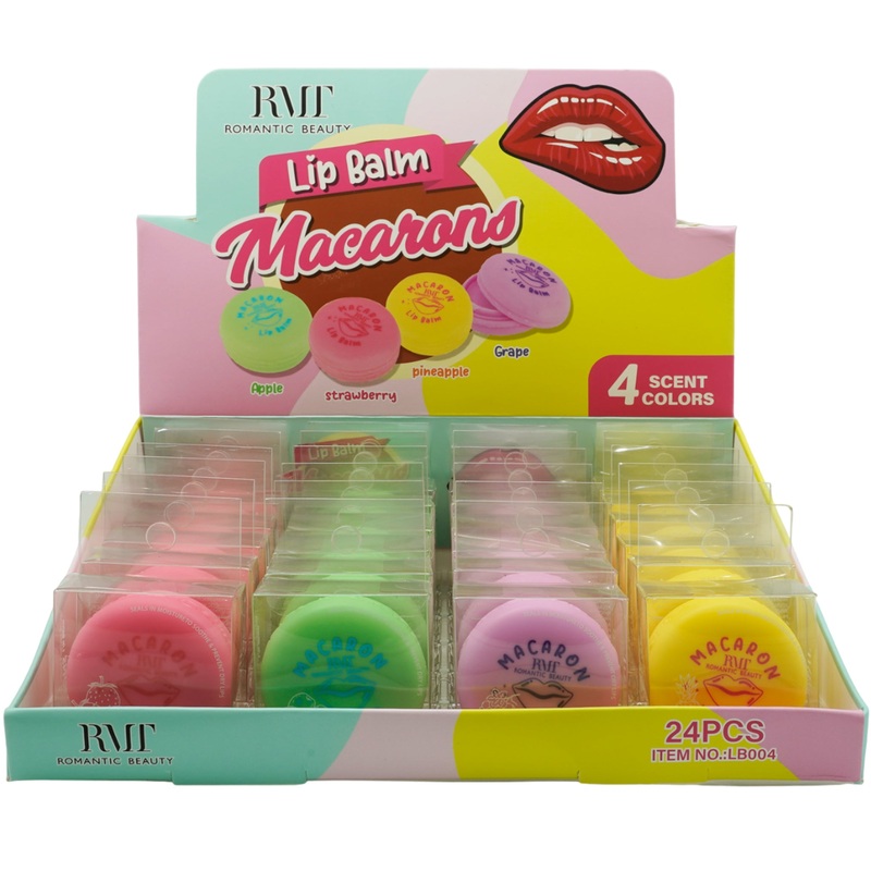 Romantic Beauty Macarons Lip Balm – Wholesale Display 24 Units (LB004)