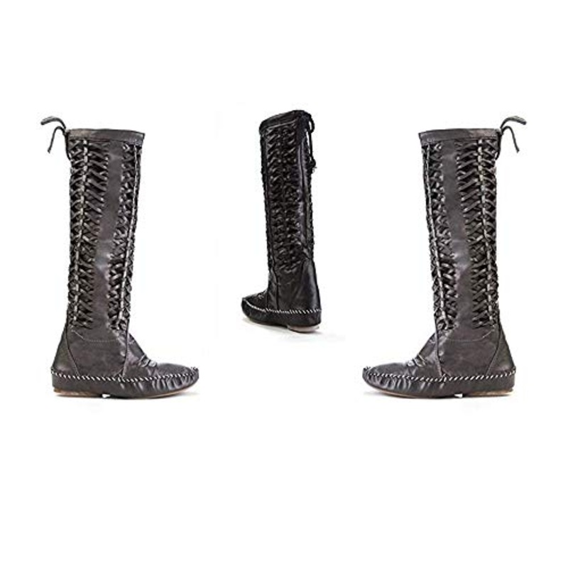 Ladies Mid Grey Super Soft Faux Leather Knee High Flat Fleece Lined Boots UK 6/39 Boxed FREE UK POST 6 UK