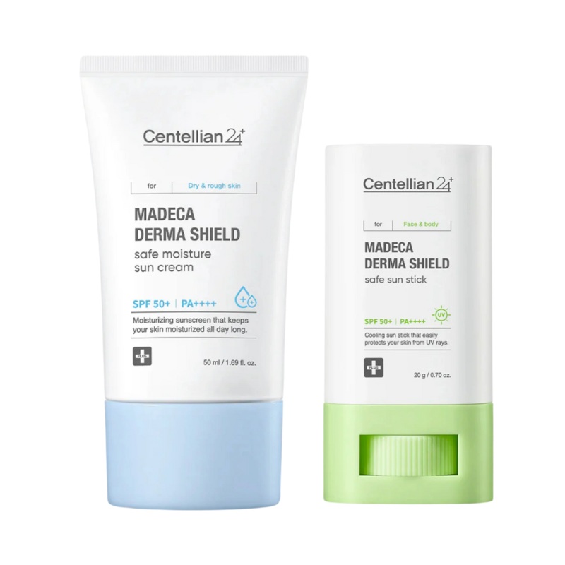 Centellian24 Madeca Derma Shield Moisture Sun Cream 50ml + Sun Stick 18g  Full Moisture & Cooling Sun Care Package