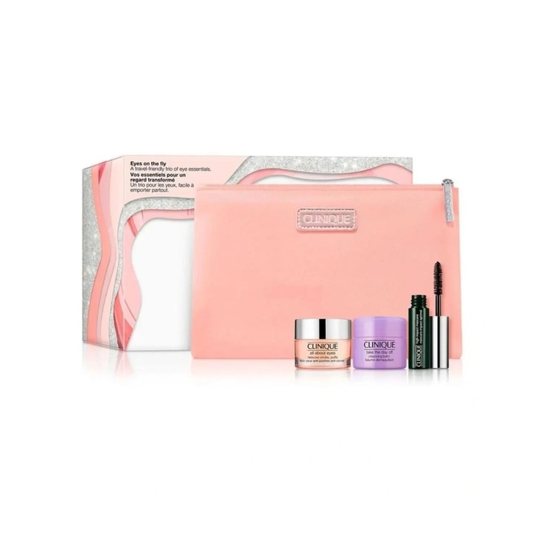 E CLINIQUE ALL ABOUT EYES SET – EYCREAM 15ML +  BLACK MASCARA 3.5ML + CLEANSING BALM 15ML
