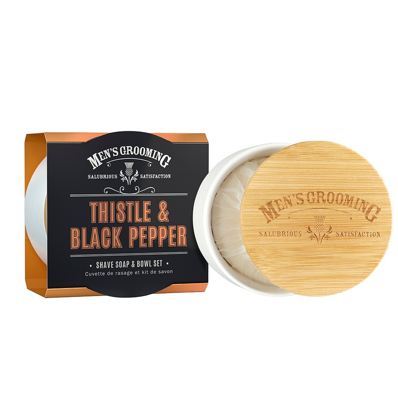 Scottish Fine Soaps MG Thistle & Black Pepper Shave Soap In Bowl