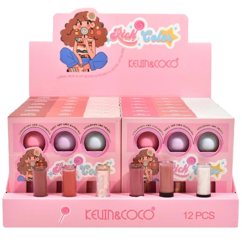 Kevin & Coco Rich Color Trio Lipgloss Set – Wholesale Display 12 Units  (KC258599)