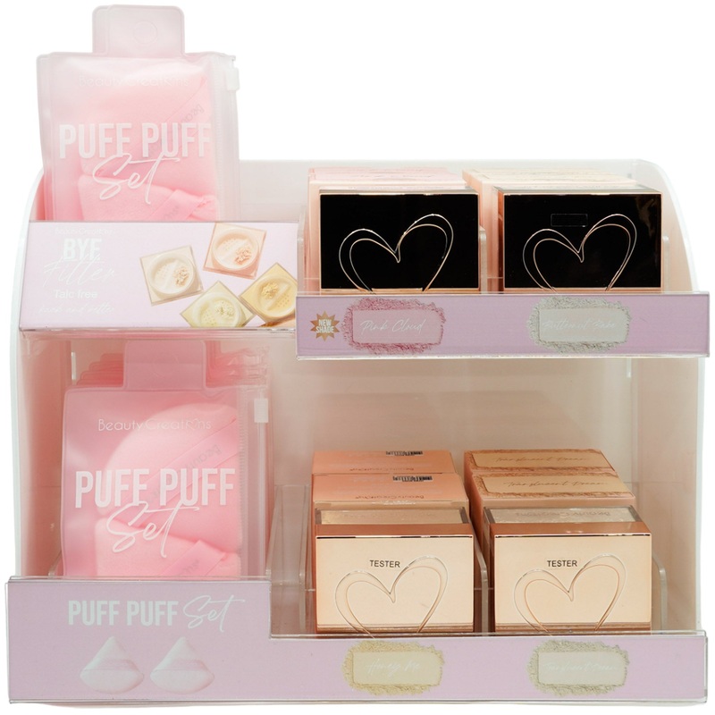 Beauty Creations Bye Filter Loose Seting Powder – Wholesale Display 48 Units, 12 Puff Puff + 4 Tester (BFPD-PRO)