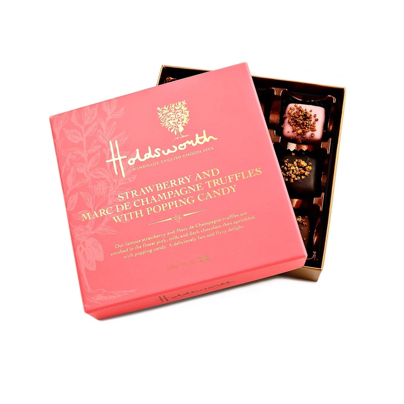 Holdsworth Strawberry & Marc de Champagne Truffles with Popping Candy 115g