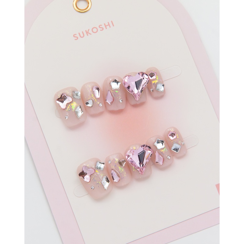 SUKOSHI Handmade Press-On Nails Crystal Baby Extra Small