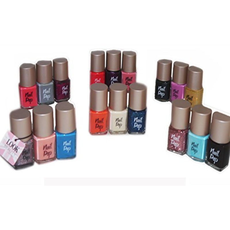 Look Beauty Nail Pop Nail Varnish 3pc Set 1x Glitter 1x Pastel & 1x Vibrant Shade