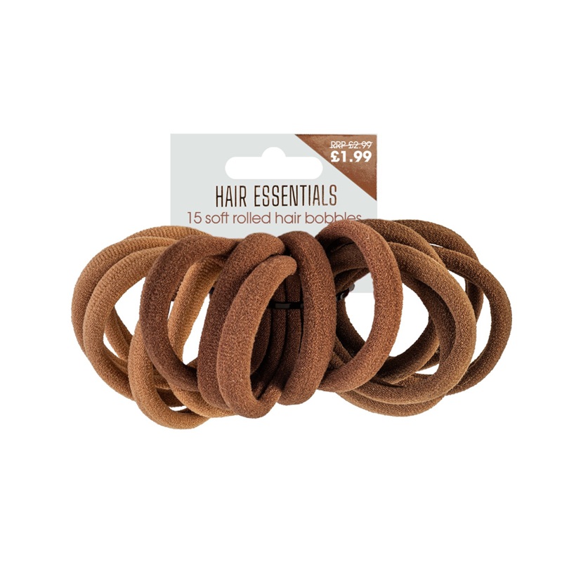 Beauty Outlet 15PC Soft Rolled Brown Elastic Hair Bobbles BEAU325