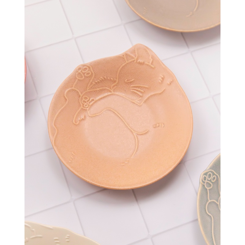 Yamagotouki Mino Ware Small Plate Cat Miau Giege
