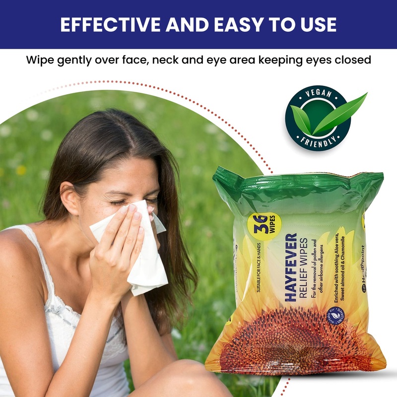 HP Hay Fever Allergy Relief Wipes 36 Pack  Soothing Relief for Pollen & Allergens  Free UK Delivery