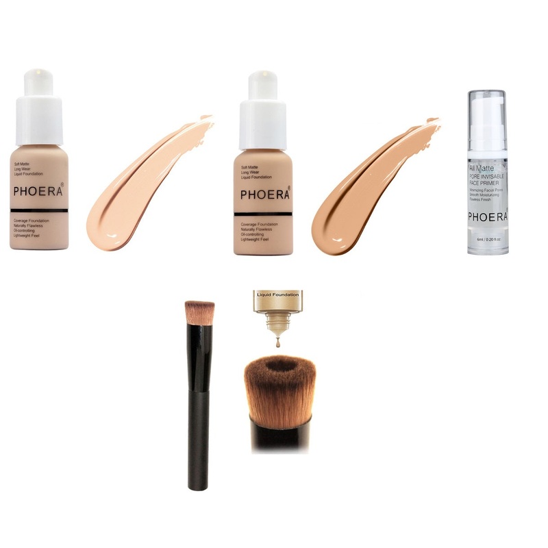 Phoera Foundation & Primer 6ml Foundation Brush Set (Nude & Buff Beige)