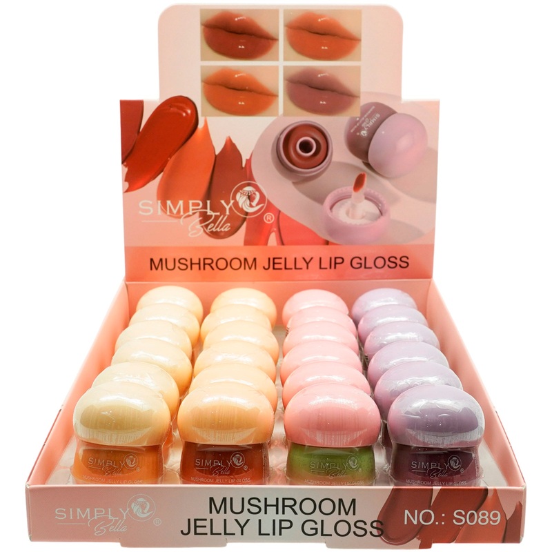 Simply Bella Mushroom Jelly Lip Gloss – Wholesale Display 24 Units (S089)