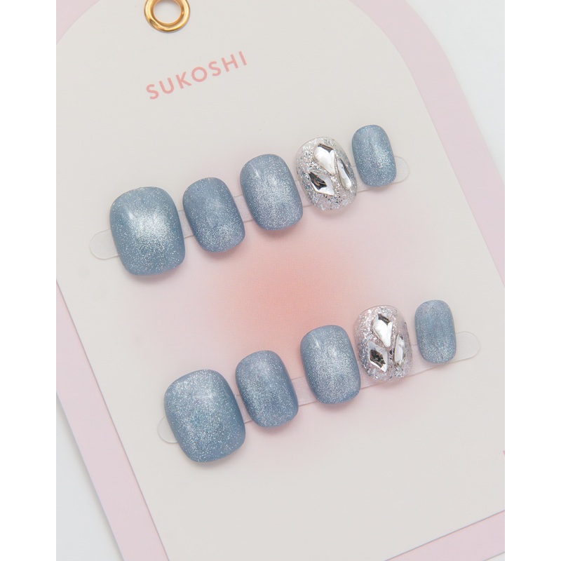 SUKOSHI Handmade Press-On Nails Glass Slipper Extra Small