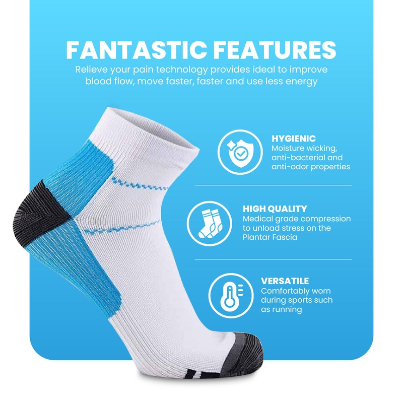 Pain Relief Plantar Compression Ankle Socks  Free UK Delivery S/M