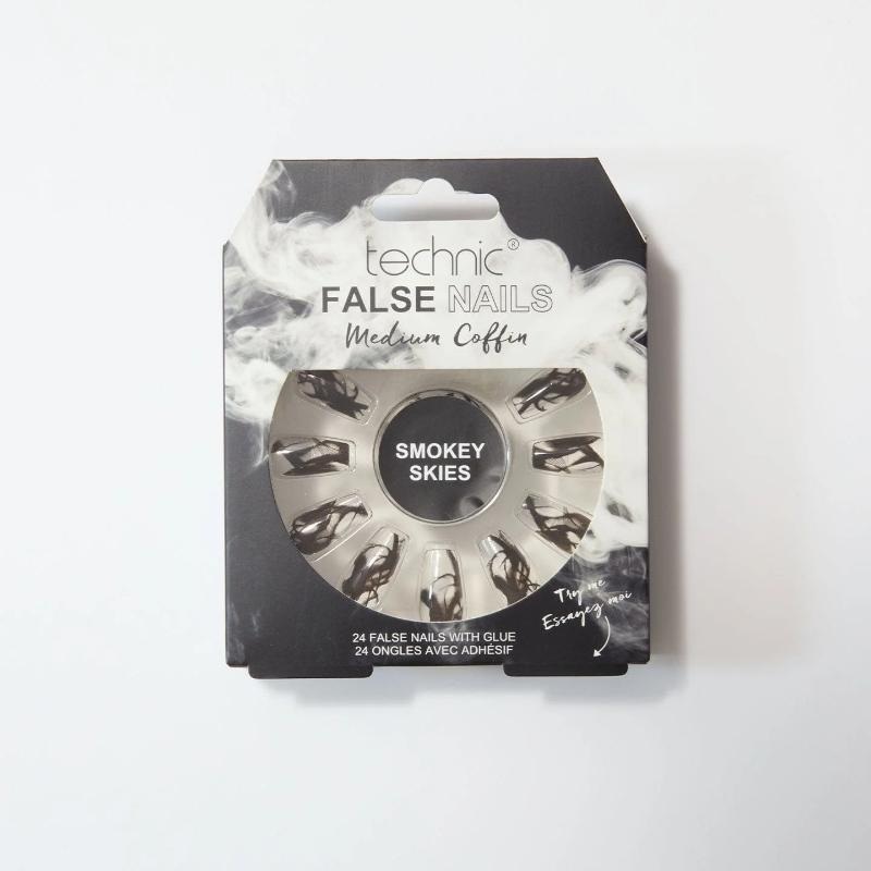 Technic False Nails – Medium Coffin Smokey Skies