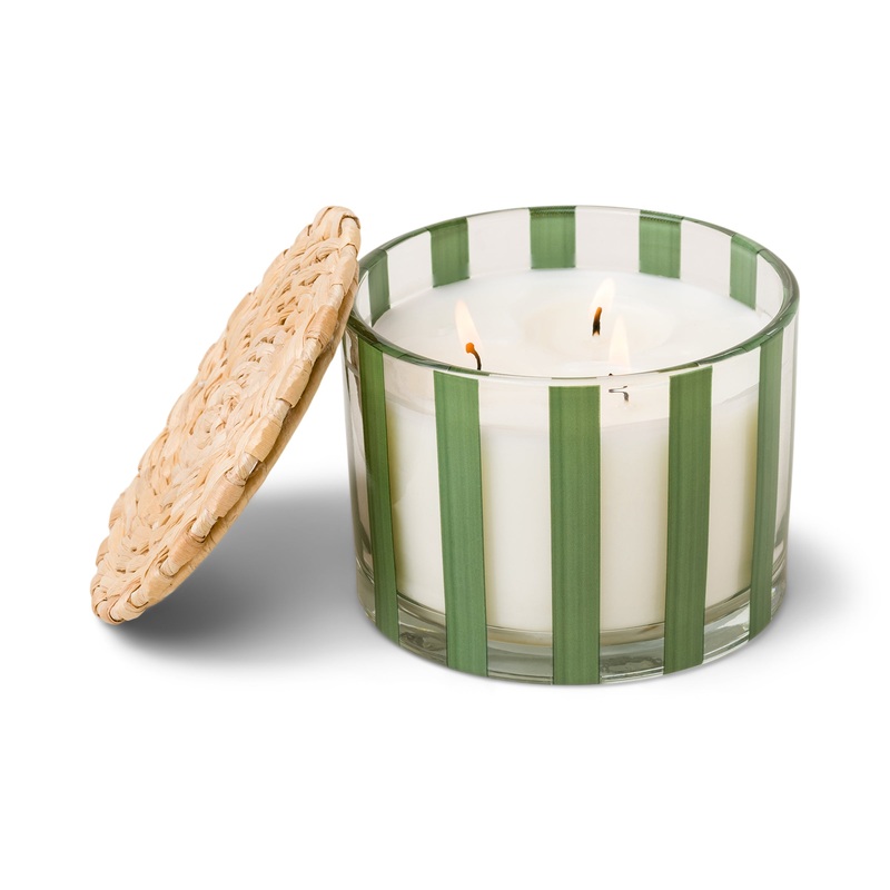 Paddy Wax Al Fresco Striped Glass Candle (340g) – Green – Misted Lime