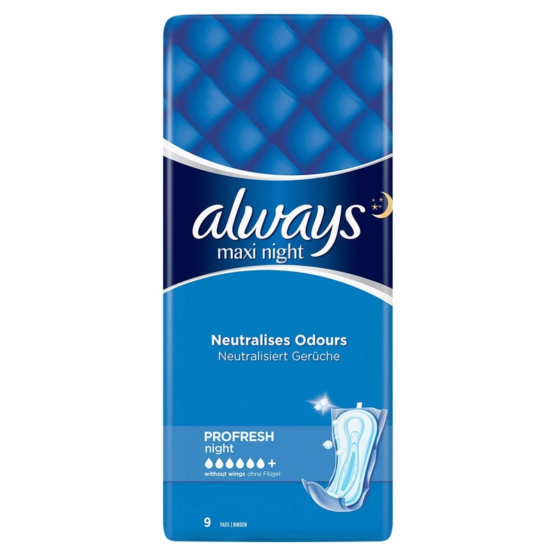Maxi Profresh Night Sanitary Towels Without Wings 9 units
