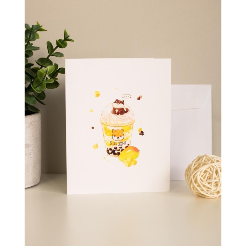 SUKOSHI x Penelope Mango Boba Greeting Card
