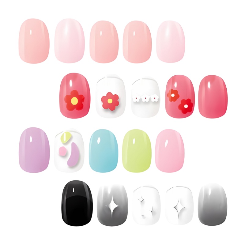 WAKEMAKE Gel Nail Stickers EasyFit+ 01 Syrup People Flower