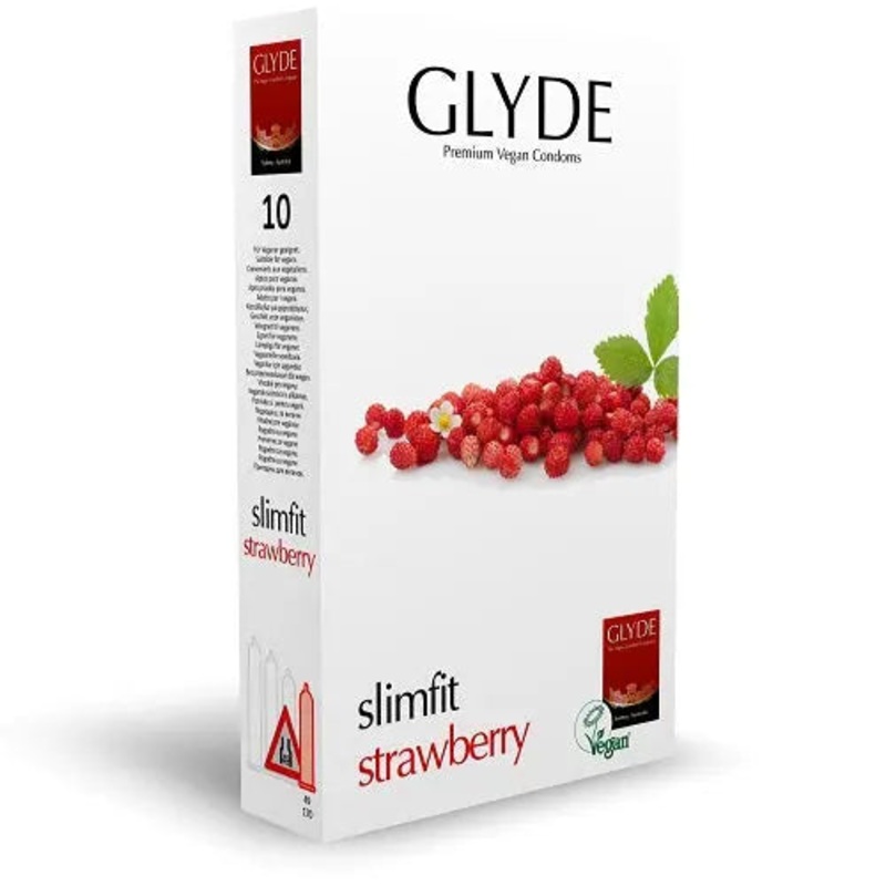 Glyde Ultra Slimfit Strawberry Flavour Vegan Condoms 10 Pack (5% VAT)