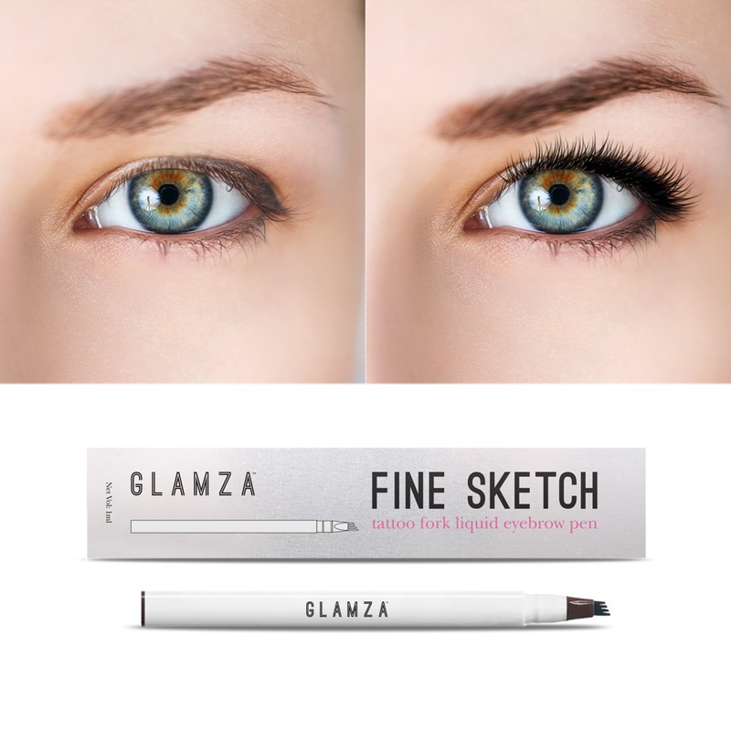 Glamza Fine Sketch Tattoo Fork Liquid Eyebrow Pens  Define & Enhance Your Brows! x1 Black / Dark Grey 01