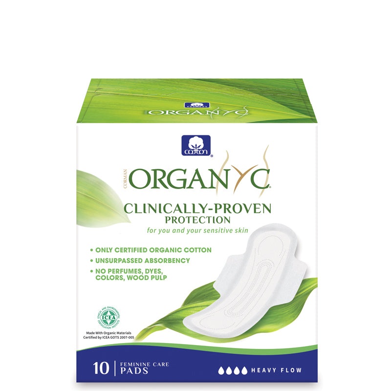 Organyc Organic Cotton Sanitary Pads with Wings Heavy Flow – Box of 10