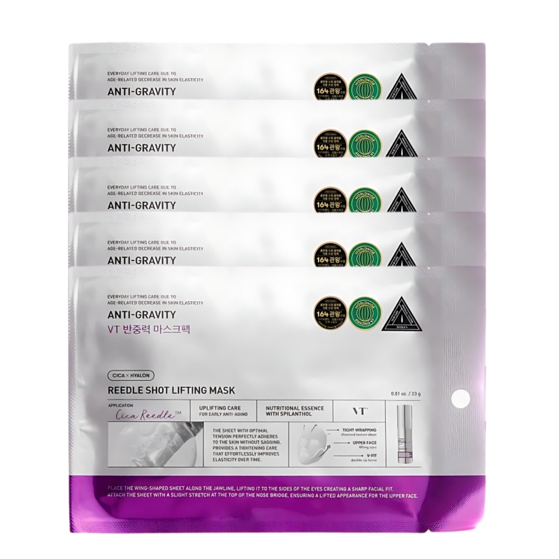 VT Cosmetics Anti-Gravity Cica x Hyalon Reedle Shot Lifting Mask 23g * 5ea