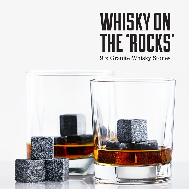 Whiskey Stones with Optional Ice Skull Trays Dark Grey Whiskey Stones