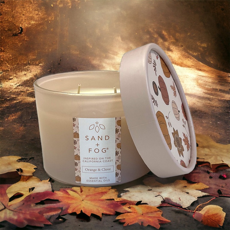 Sand & Fog 340g – Orange & Clove Taupe with Card Lid