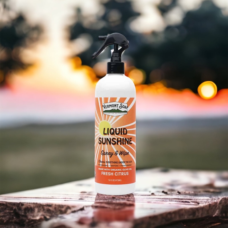 Liquid Sunshine Spray & Wipe Surface Cleaner – Vermont Soap 473ML
