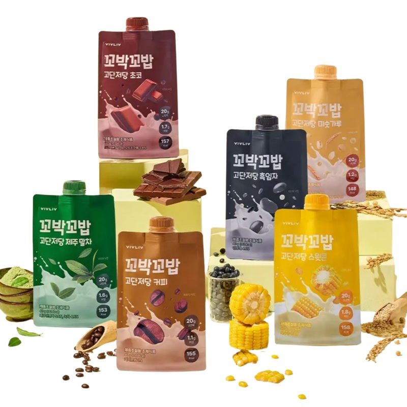 VIVLIV Kkobak Kkobab HighProtein LowSugar Shake  40g  7 Sticks (Choose 1 of 6 Flavors) Choco