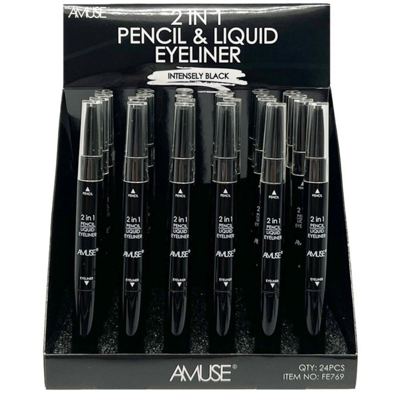 Amuse 2 in 1 Pencil & Liquid Eyeliner – Wholesale Display 24 Units (FE769)