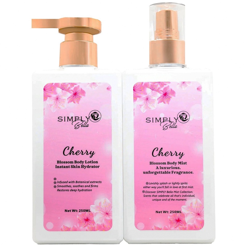 Simply Bella Body Lotion + Body Mist Cherry Blossom – Wholesale 16 Sets (SLBM001)