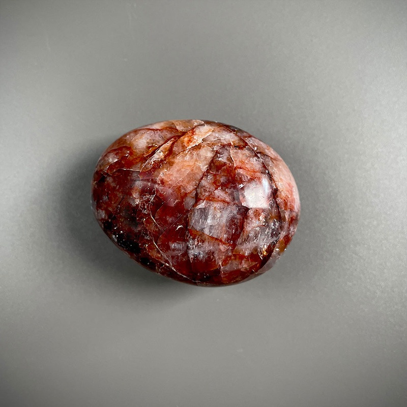 Red Hematoid Fire Quartz Palm Stone – Ethically Sourced 75-100G